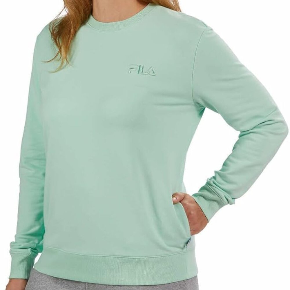 🏈 Fila 🏈 Womens Midweight French Terry Crewneck Long Sleeve Sweatshirt